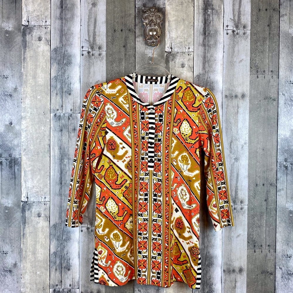 J. McLaughlin Catalina Cloth Button Front Tunic in Orange Multi Size Extra Small